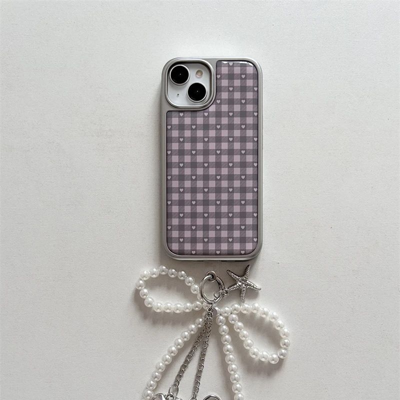 Phone Accessories For Girls - Casing HP Korea Motif Kotak-kotak Hati