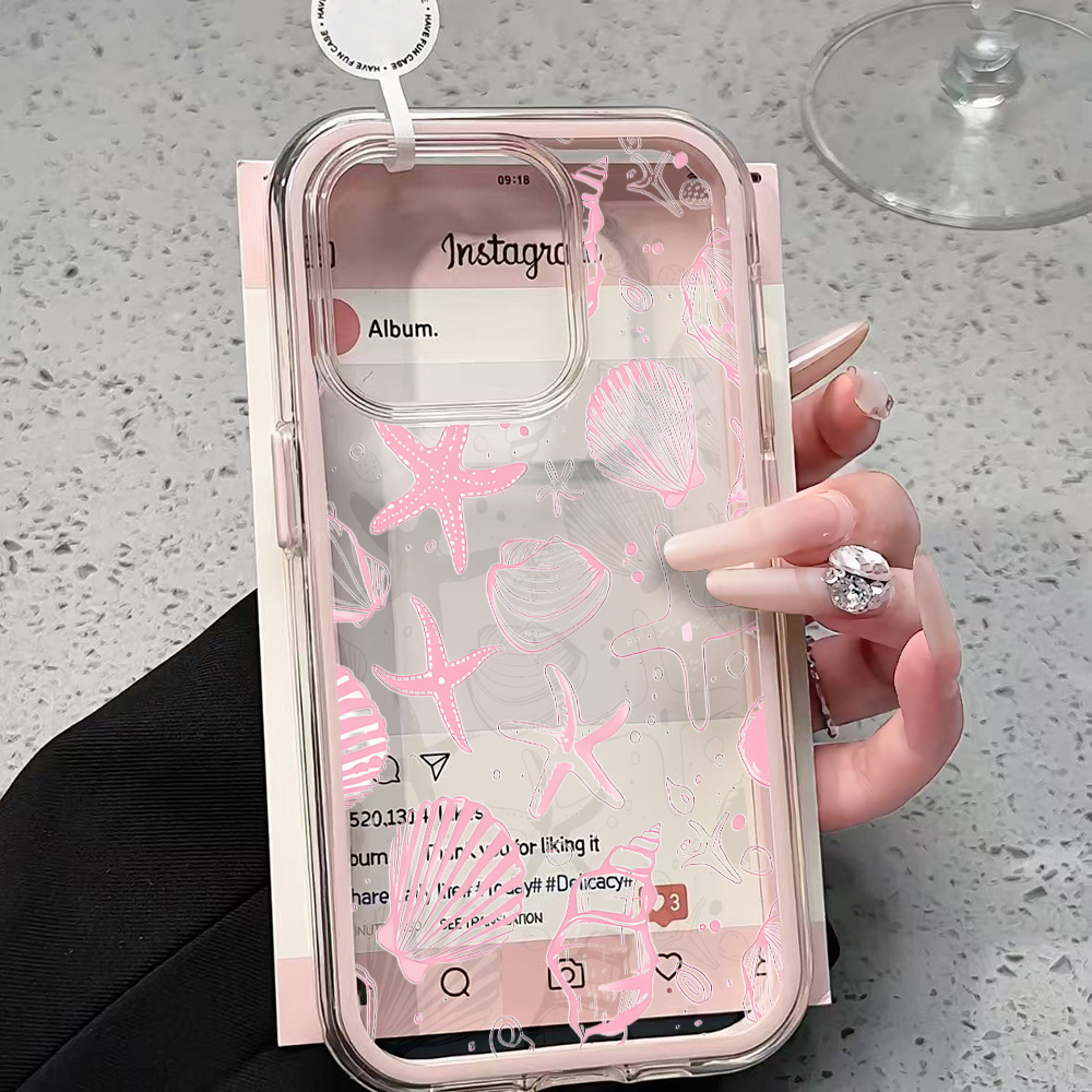 X Phone Accessories - Casing HP Transparan Motif Kerang Pink